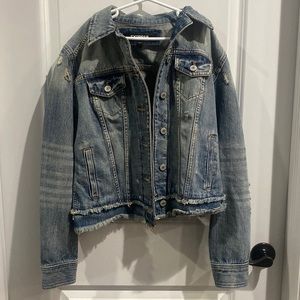 Express distress denim jacket